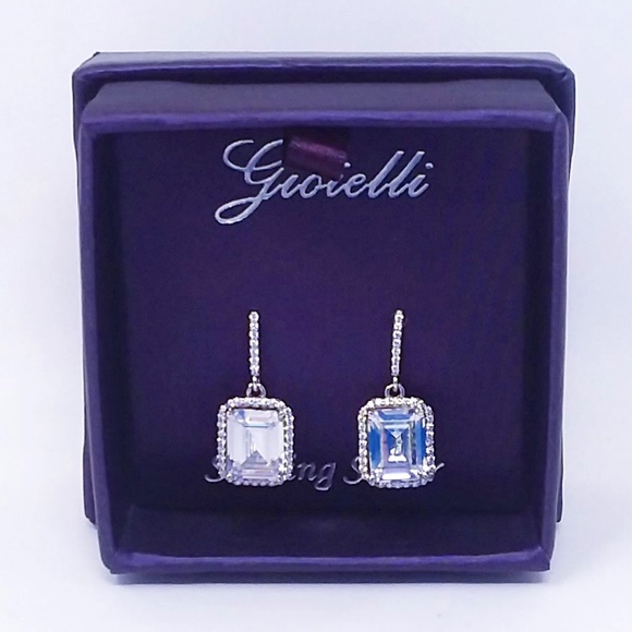 Gioielli Sterling Silver Square Dangle/Drop CZ Earrings - Picture 2 of 6